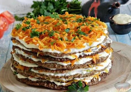 Пирог из печени слоями