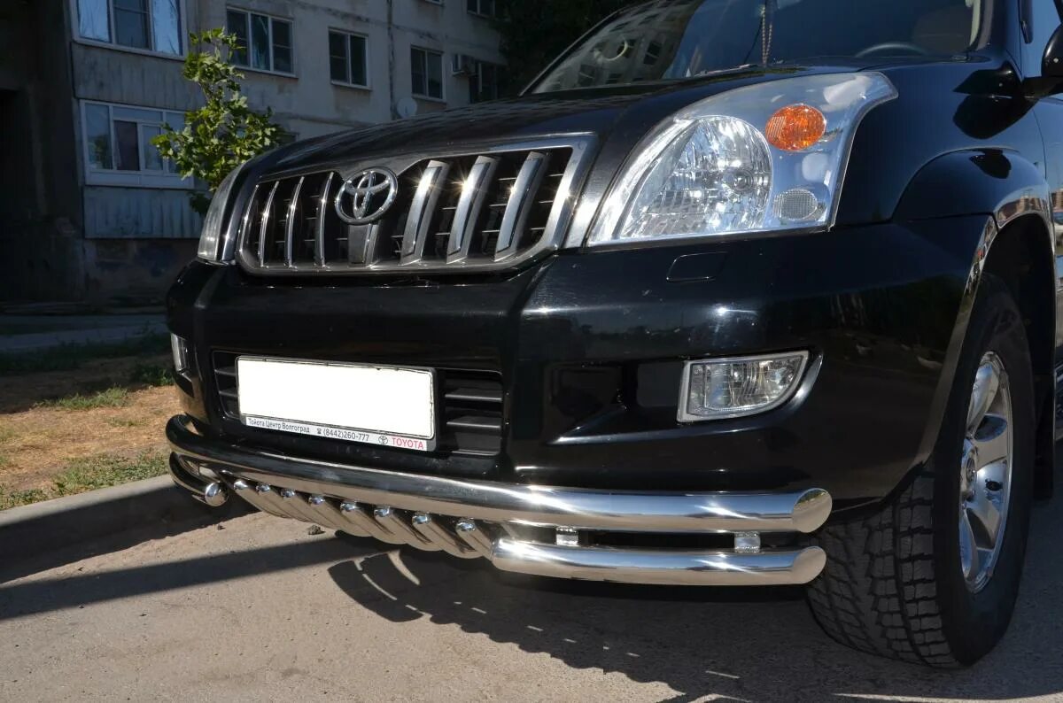 Защита переднего бампера Прадо 120. Prado 120 защита бампера 42мм. Toyota Land Cruiser Prado 120 защита бампера. Защита переднего бампера Toyota LC Prado 120. Защита бампера прадо купить