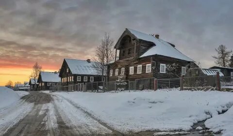 Рабочие зимой в деревне