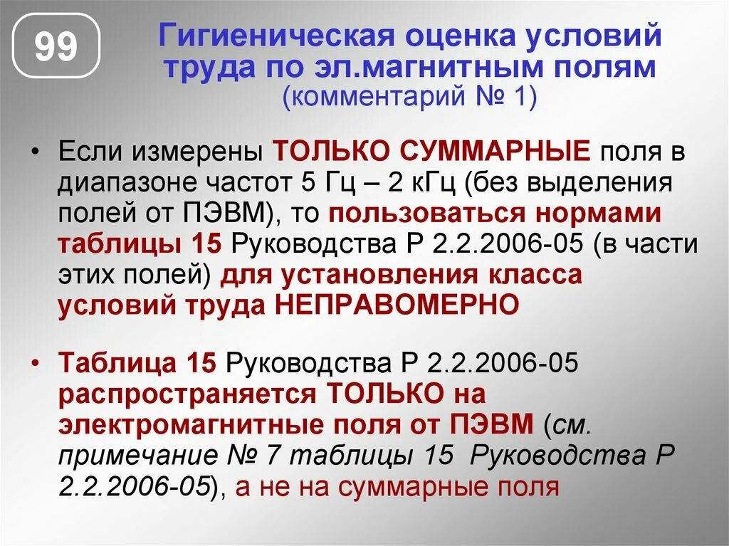 Электромагнитное поле от ПЭВМ. Гигиеническая оценка условий труда. Оценка гигиенических условий. Гигиеническая оценка труда. Руководство 2006 05 по гигиенической оценке