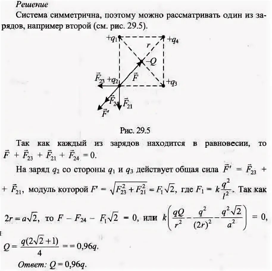 Четыре одинаковых заряда q расположены