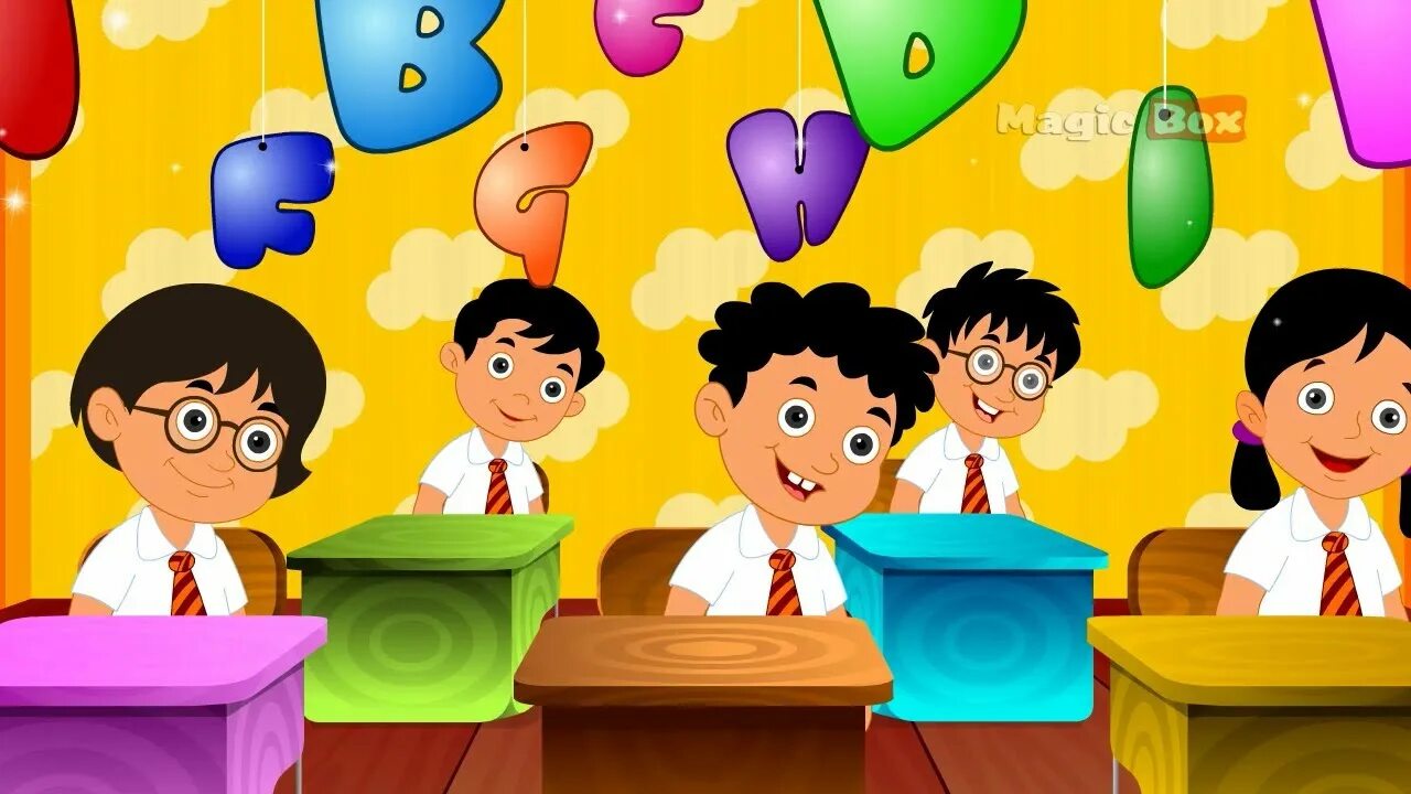 Cartoon Kids English. English cartoons for Kids Beginners. School children. Kids Learning English Wallpaper.