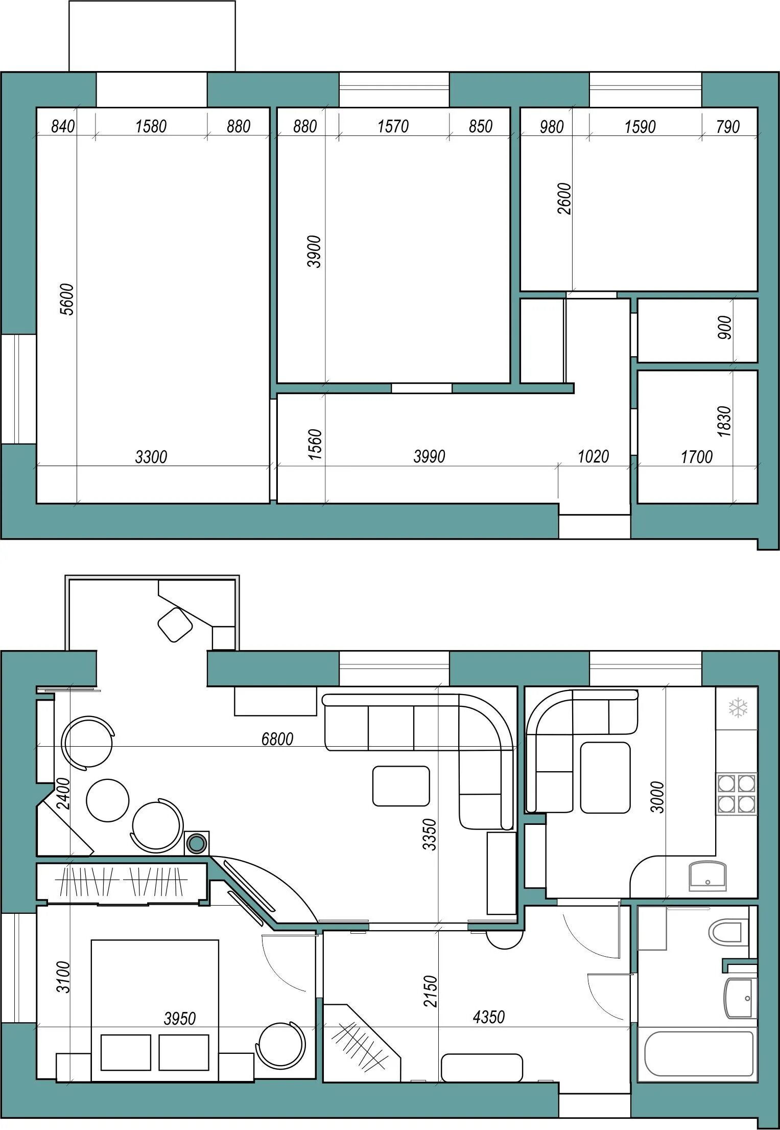 Перепланировка хрущёвки 45 кв. Перепланировка 2-х комнатной хрущевки. Планировка 2х хрущевка 44кв. Проект перепланировки хрущевки 2. М.