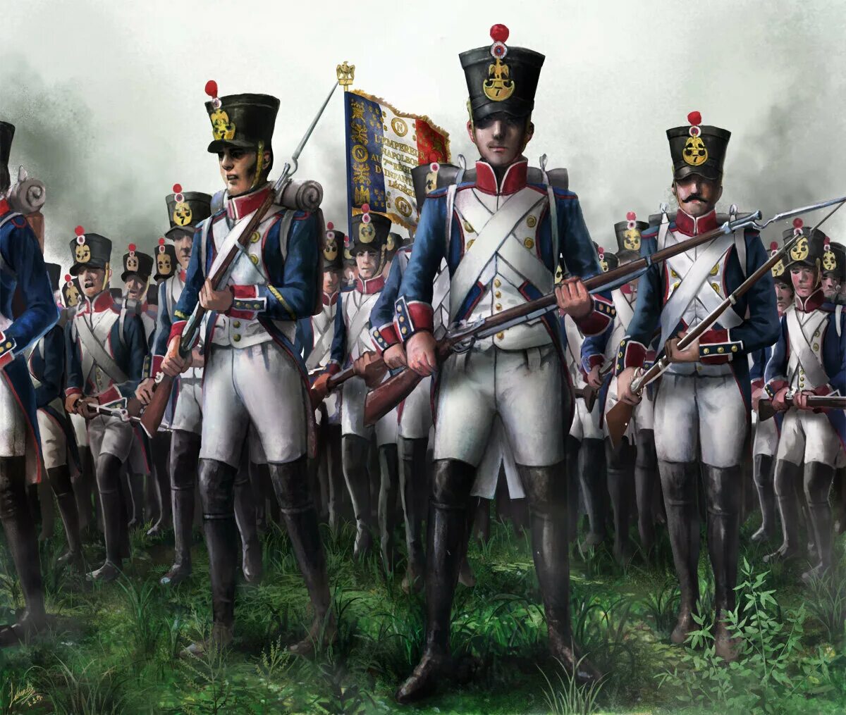 Французский солдат наполеоновских войн. Гвардия Наполеона 1812. Французская гвардия 1812. Линейная пехота Франции 1812.