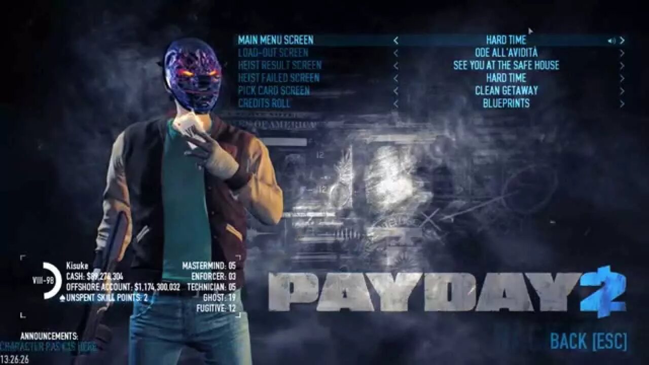 Payday 2 меню. Payday 2 menu. Главное меню пейдей 2. Меню пейдей. Second main