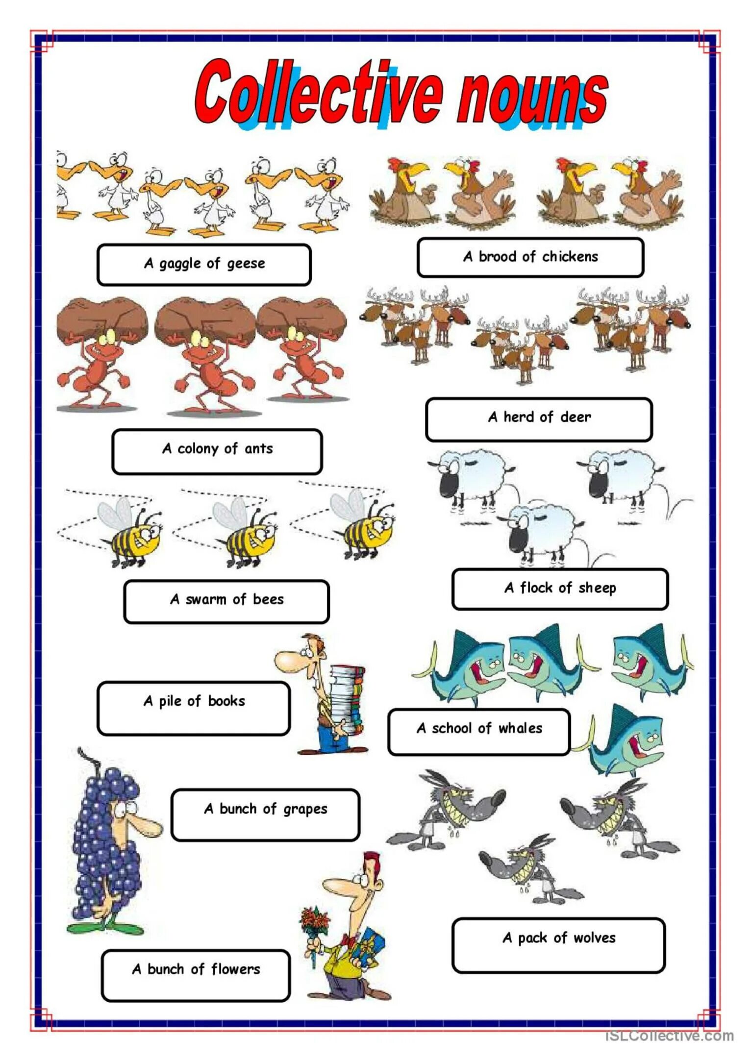 Collective Nouns в английском. Collective Nouns Worksheets. Collective Nouns exercises.