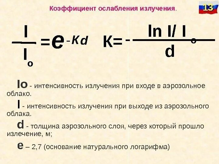 Ослабление излучения. Ослабление излучения