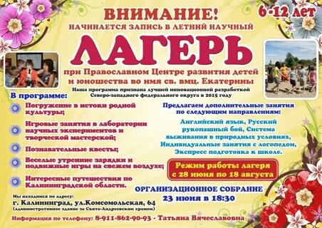 Детский лагерь объявления