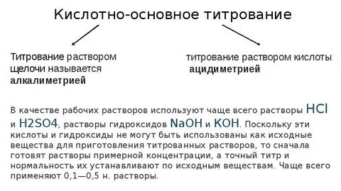 В основе кислотно основного титрования лежит реакция