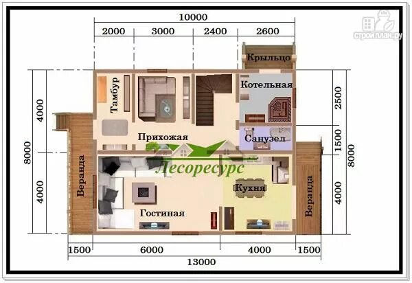 проекты домов из бруса котельной