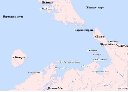 Карский пролив на карте