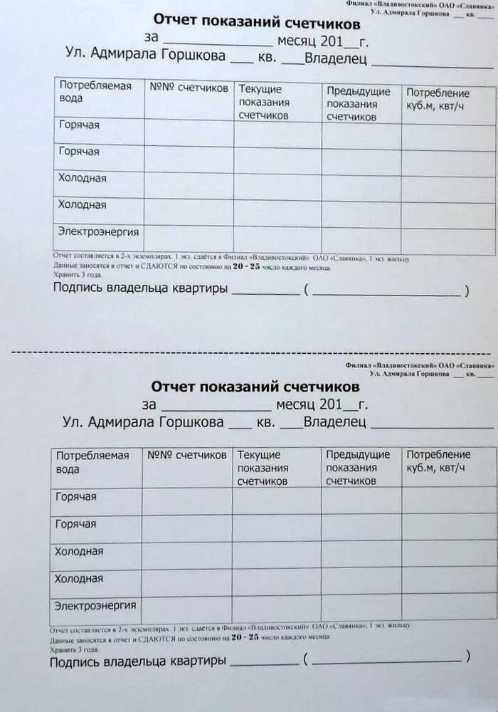 Как заполнить показания приборов учета горячей и холодной воды. Образец Бланка показаний счетчиков воды. Показания счетчиков образец заполнения. Таблица показаний счетчиков. Прием учета воды