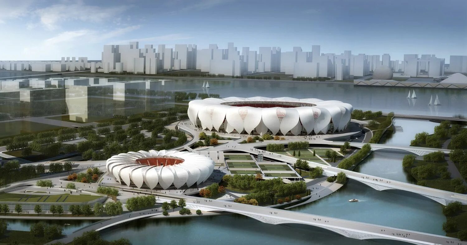 Sledding path to loop around roof garden of Beijing civic centre by Andrew Bromb