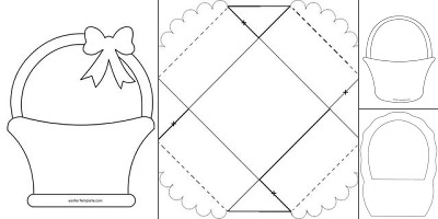 шаблон корзинки для цветов из бумаги