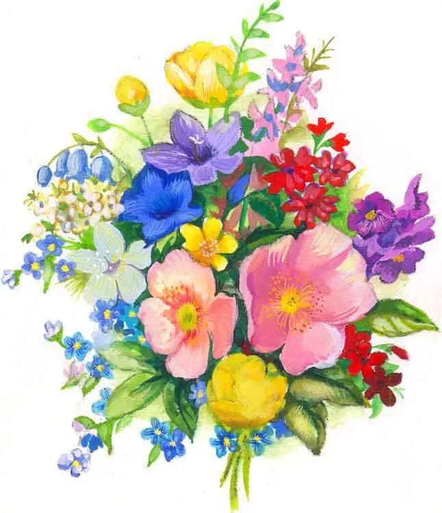 Рисованные открытки цветов