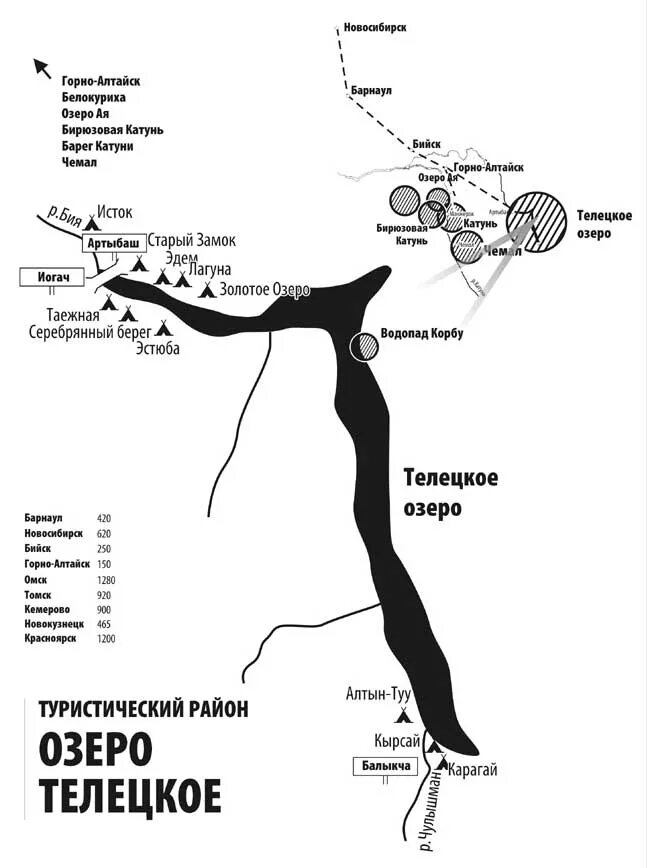 Горно алтайск чемал расстояние. Телецкое озеро Алтай на карте. Карта Горно Алтайск-Телецкое озеро. Туристическая карта Телецкого озера. Озеро Телецкое на карте горного Алтая.