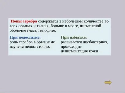 Избыток серебра