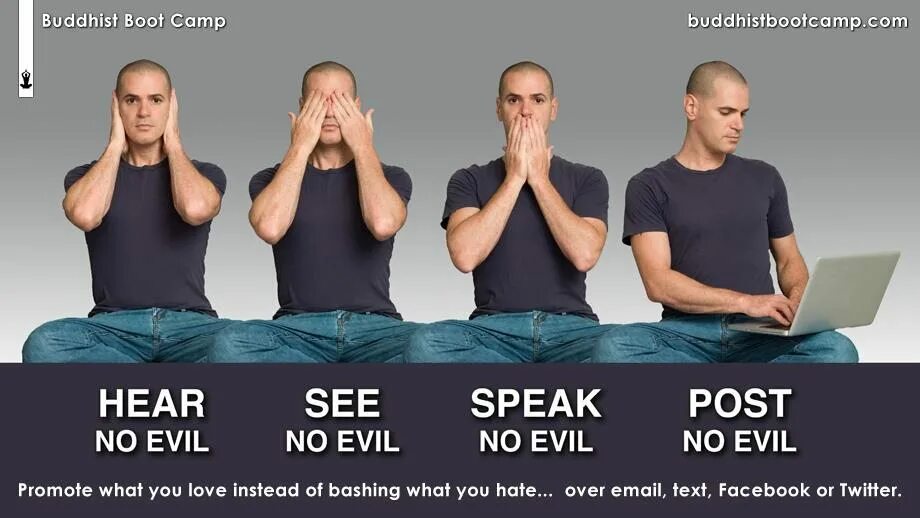 See no Evil hear no Evil speak no Evil. See no speak no.