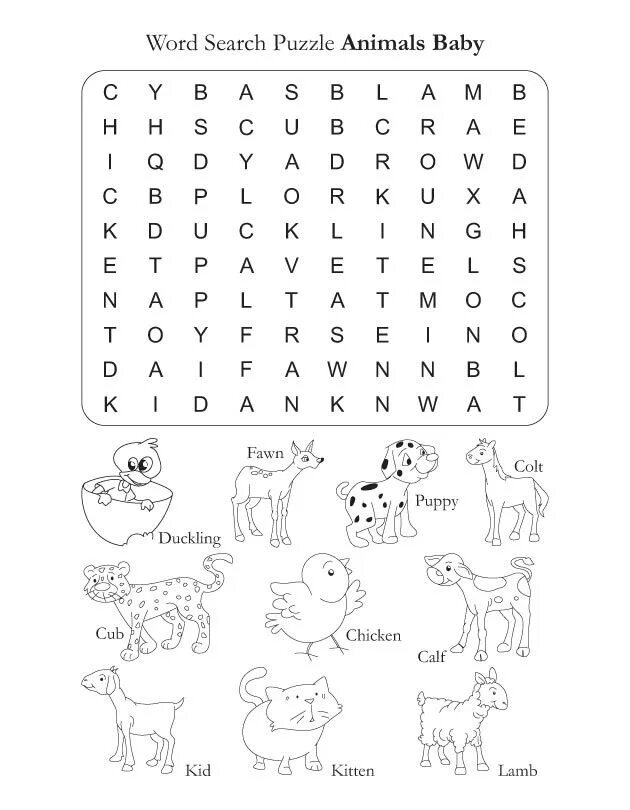 Animals wordsearch