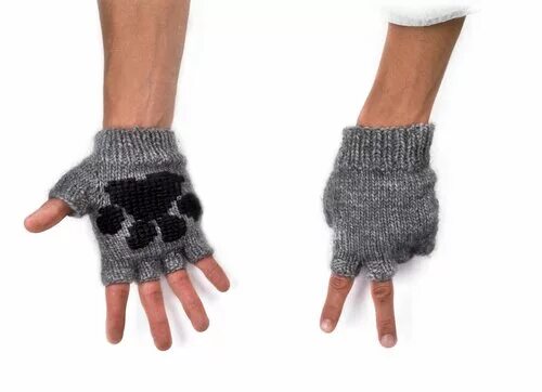 вязаные перчатки лапки