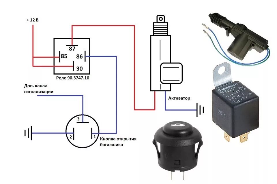Схема подключения кнопки открывания багажника ВАЗ 2110 через реле. Схема подключения кнопки багажника ВАЗ. Кнопка открытия багажника ВАЗ 2110. Багажник с кнопки 2109 схема подключения через реле.