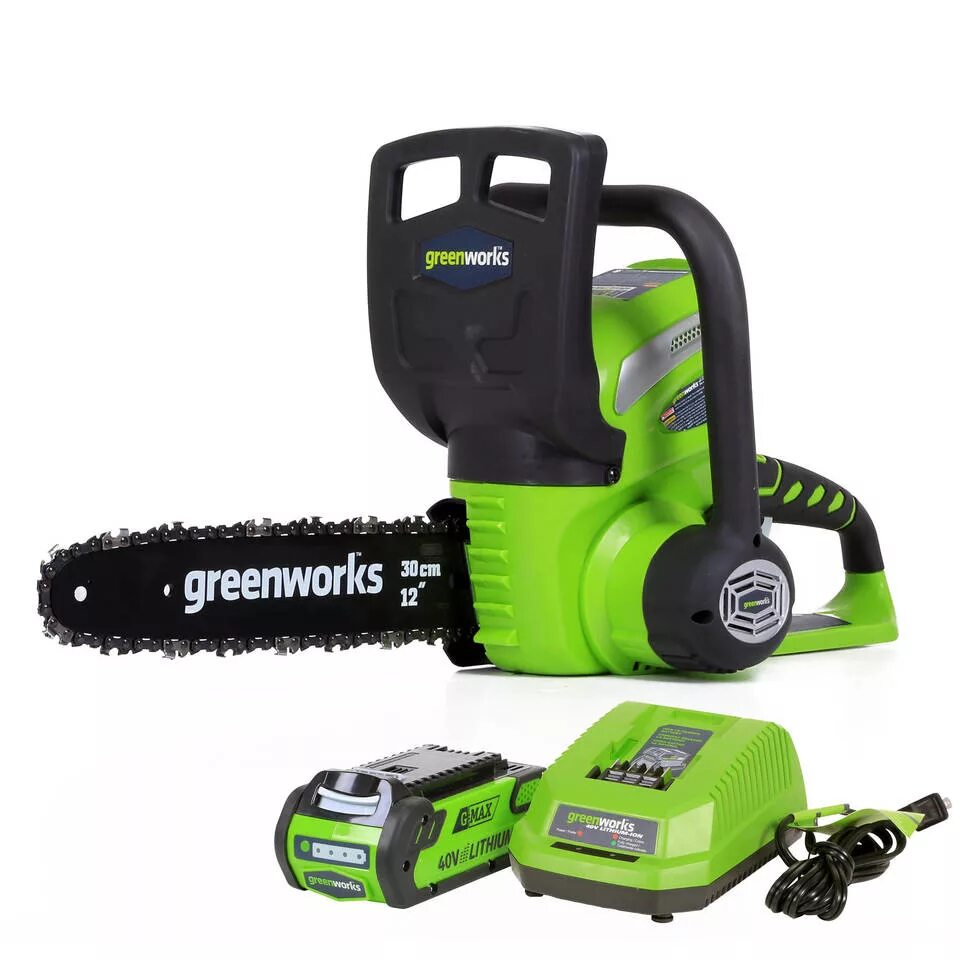 Цепные пилы 30 см. GREENWORKS g24cs25. Гринворкс пила аккумуляторная. Аккумуляторная цепная пила Гринворкс. Аккумуляторная пила цепная Гринворкс g40cs30.