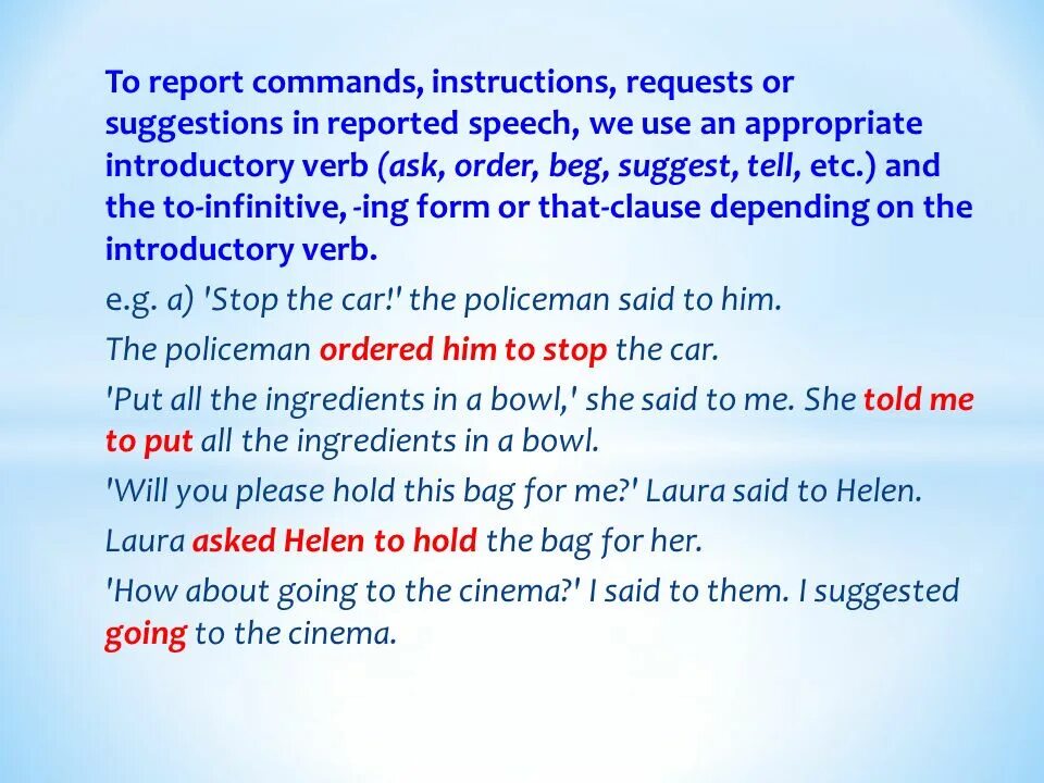 Reported Speech Commands and requests. Reported Speech Commands правило. Reported questions Commands and requests правило. Reported Commands упражнения.
