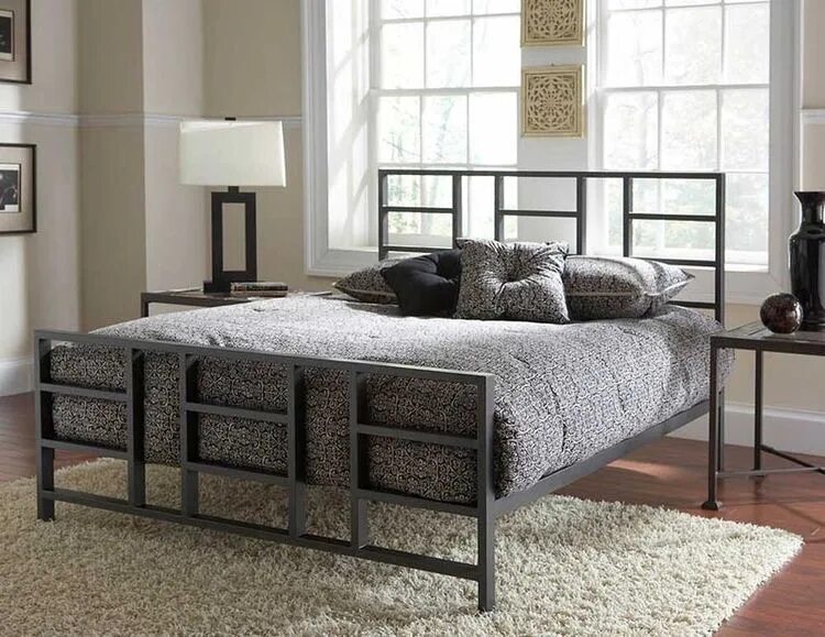 кровать дизайнерская металлическая White metal bed, Steel bed design, White meta