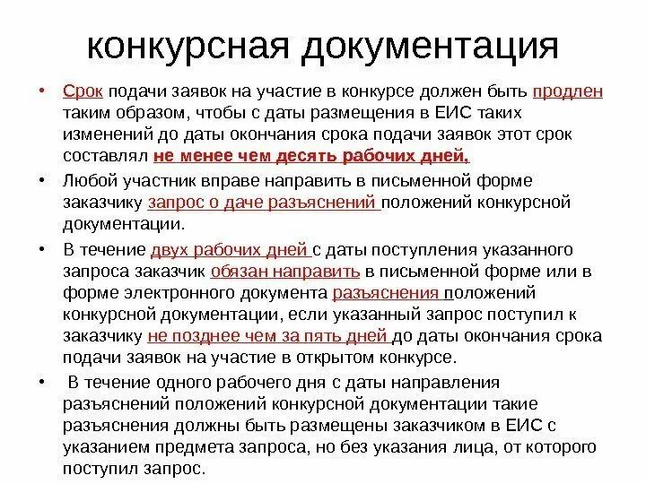 Минимальный срок подачи заявок в конкурсе