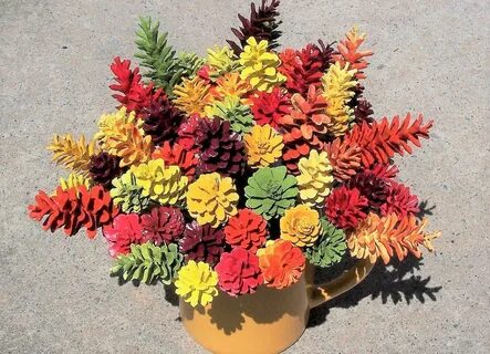 Цветы из шишек поделка в садик (38 фото) .