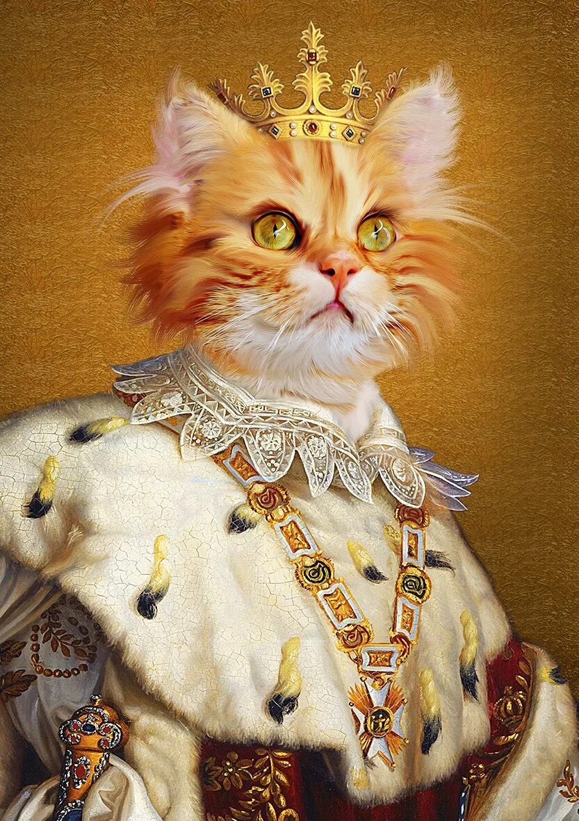 Вип кот. Коты эрмитажа открытки эльдара закирова. портрет кота. царская кошка. кошки в старинных нарядах.