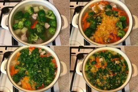 Суп из брокколи на курином бульоне