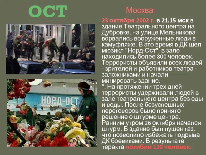Что было 23 10 2002 года. Террористический акт в Дубровке в 2002. Норд ОСТ хроника событий.