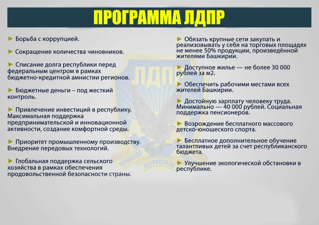 Партии россии цели и задачи. ЛДПР основные программные положения. Партия ЛДПР основные программные требования. ЛДПР программа партии кратко. Программа ЛДПР.