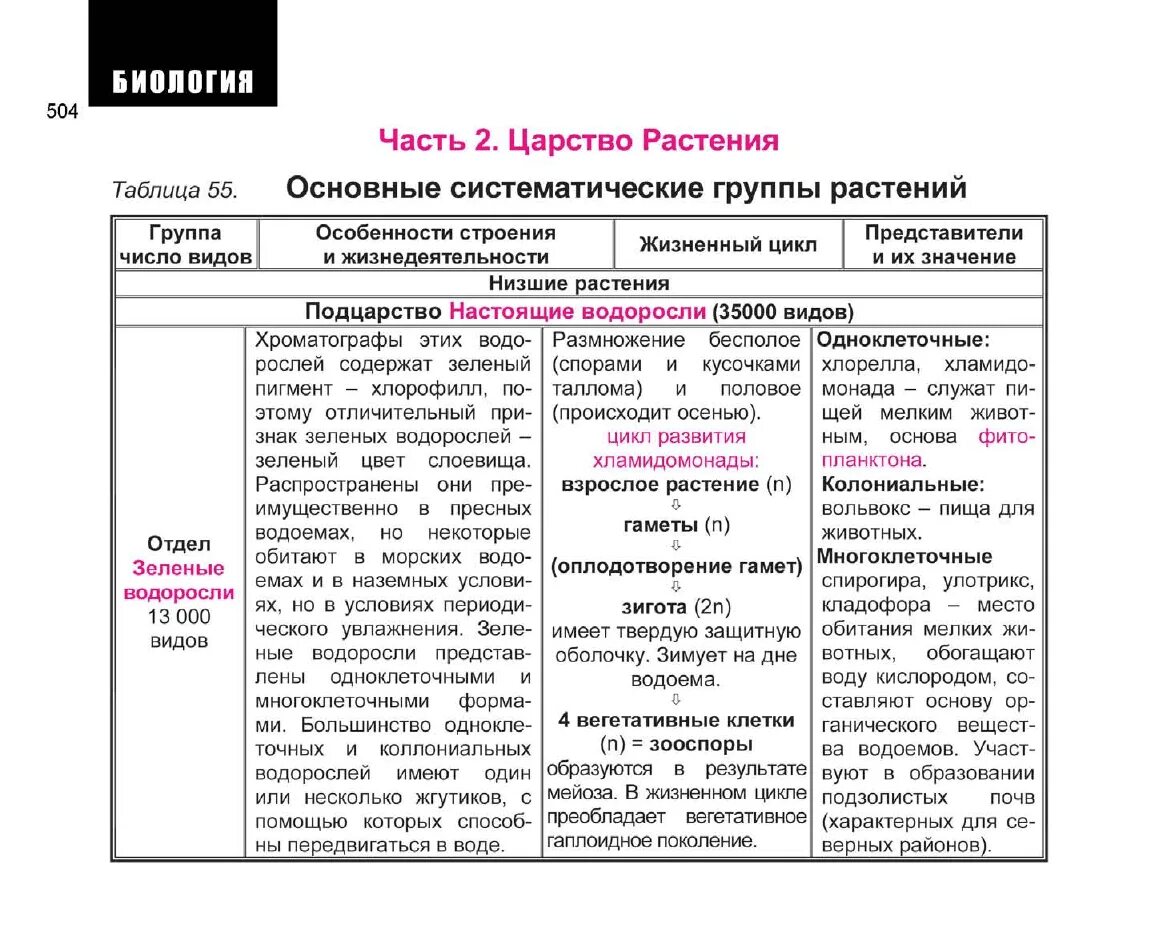 Сравнительная таблица водорослей 7 класс биология Растения. Факультатив по биологии 10-11 класс презентация онлайн