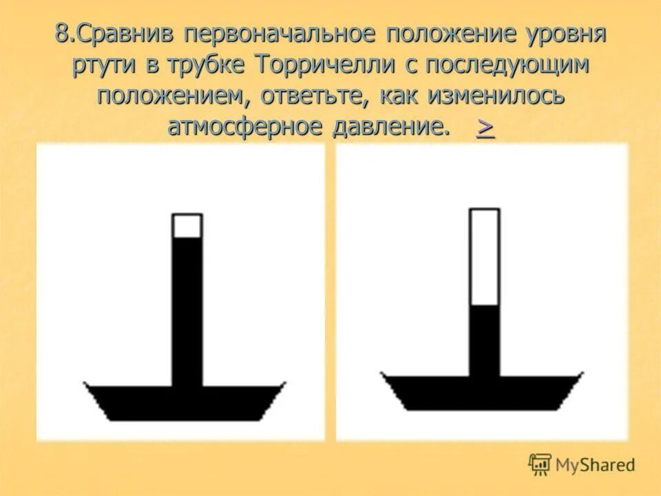 Уровень ртути в трубке торричелли опустился