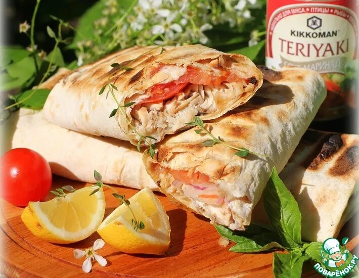 Пицца в лаваше - МУМУ (фирм соус,моцарелла,говядина,болгарский перец,красный лук
