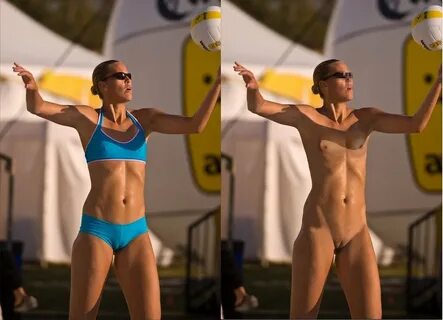 Nude women's beach volleyball