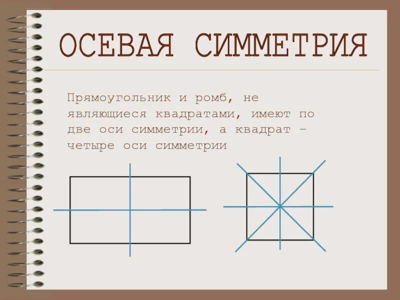 Оси симметрии квадрата 2 класс. Оси симметрии прямоугольника. Оссисеметрии квадрата. Оси асимметрии в квадрате.