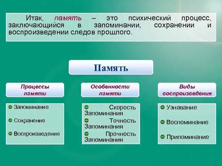 Память как психический познавательный