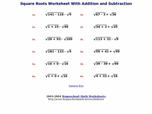 Square root Worksheet. Square & Cube roots Worksheet. Square root and Cube root Worksheet. Addition and Subtraction of Square roots Worksheets.