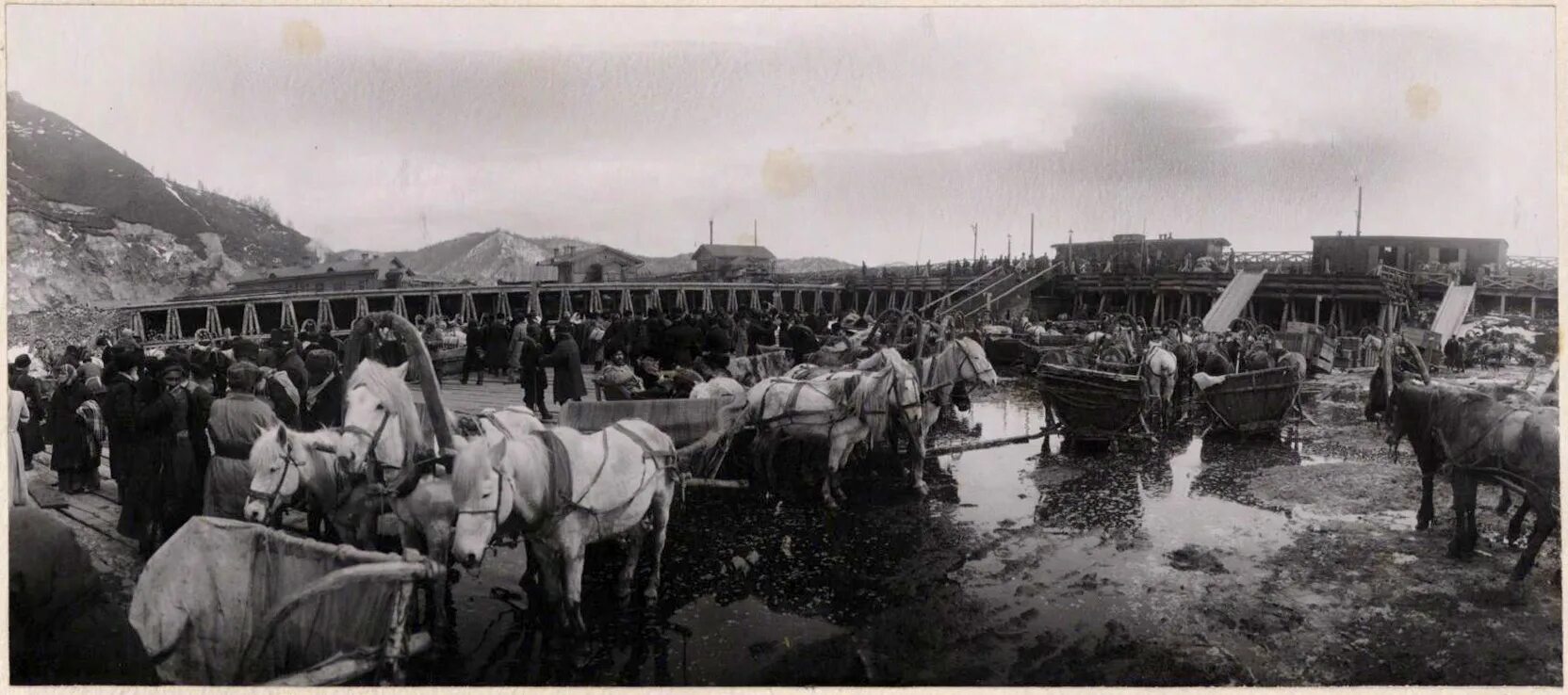 Гужевой скот селян. Байкал Гужевая Железнодорожная переправа 1901. Забайкальская железная дорога переправа через Байкал в 1900. Железная дорога по льду Байкала. Железная дорога через Байкал по льду.