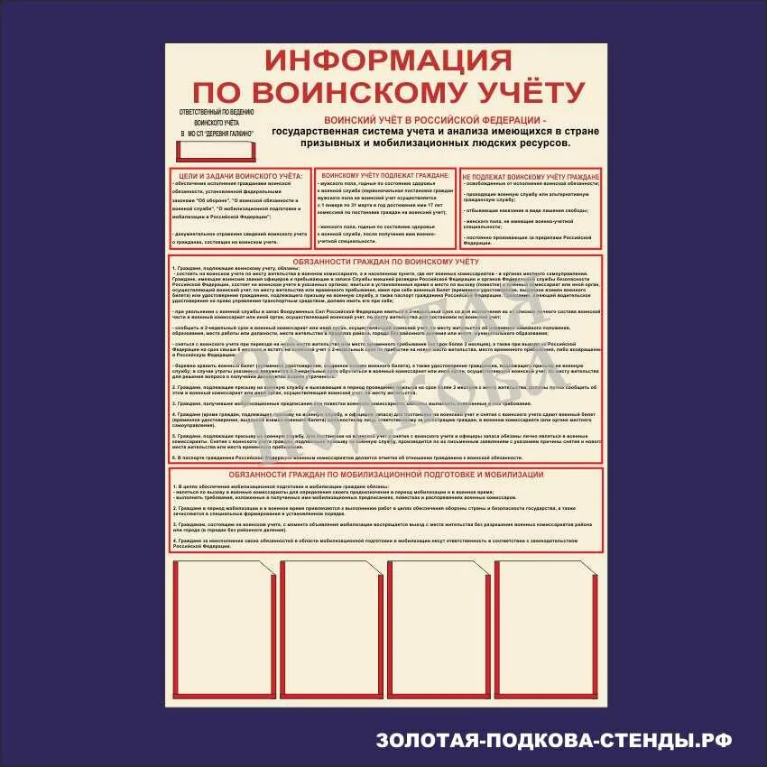 Общие положения по воинскому учету для стенда
