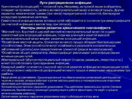 Инфекция мочевыводящих путей причины