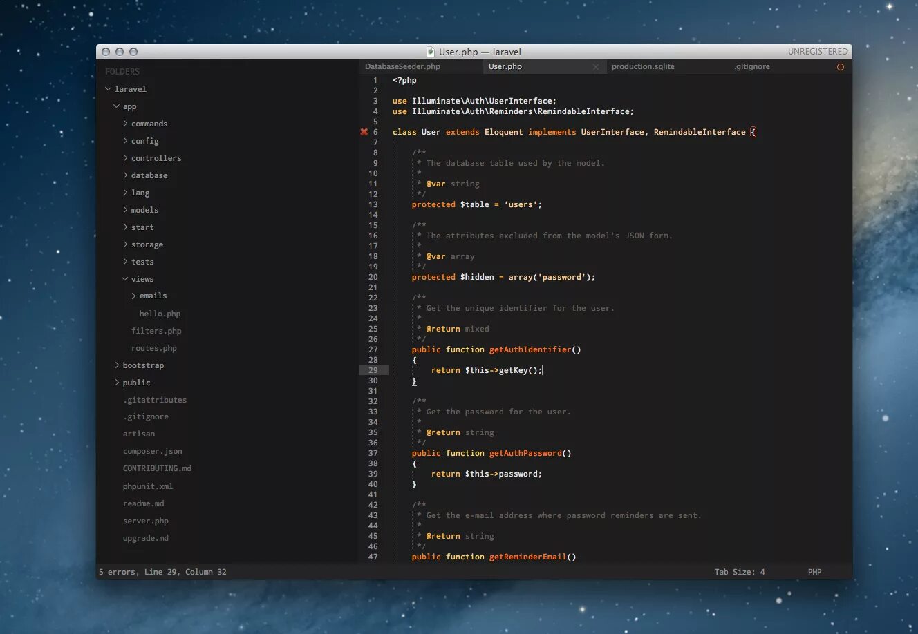Php Laravel. Темные темы для Sublime text 3. Тёмная тема коды. ВК на php код. Php user error