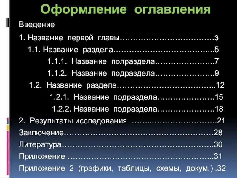 Оформление подзаголовков. Оформление оглавления. Правила оформления оглавления. Оглавление первой главы. Оглавление Введение глава 1.