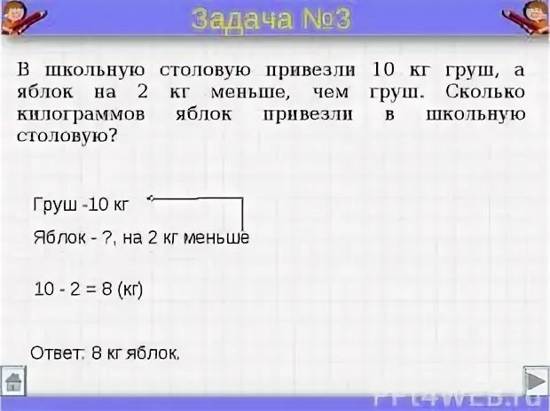 В одной посылке было 6 яблок сколько. Реши задачу на рынок привезли груши яблоки. В 1 столовую привезли. В магазин привезли 5 6 тонн яблок. Задача в школьную столовую привезли 24 кг яблок а груш в 3 раза меньше.