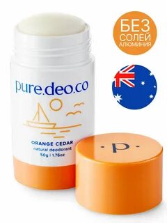 PURE DEO CO Дезодорант-стик без солей алюминия с апельсином и кедровым дере...