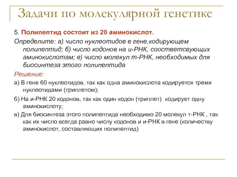 Полипептид в задачах. Задачи по молекулярной генетике. Решение задач по молекулярной генетике. Задачи на молекулярную генетику. Полипептид из 20 аминокислот.