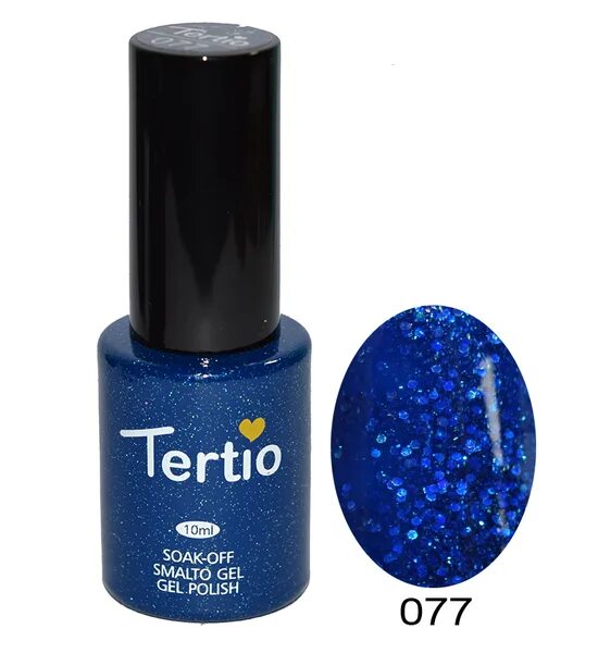 Гель-лак Tertio 10ml - 122. Гель лаки Тертио Диамант. Шеллак синий с крупными блестками Тертио. Rubber Top Tertio.